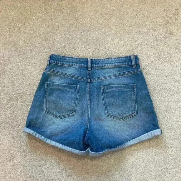 ASOS high rise ripped jean shorts in size 8 - Picture 2 of 5